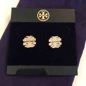 Silver Tory Burch Logo Studs